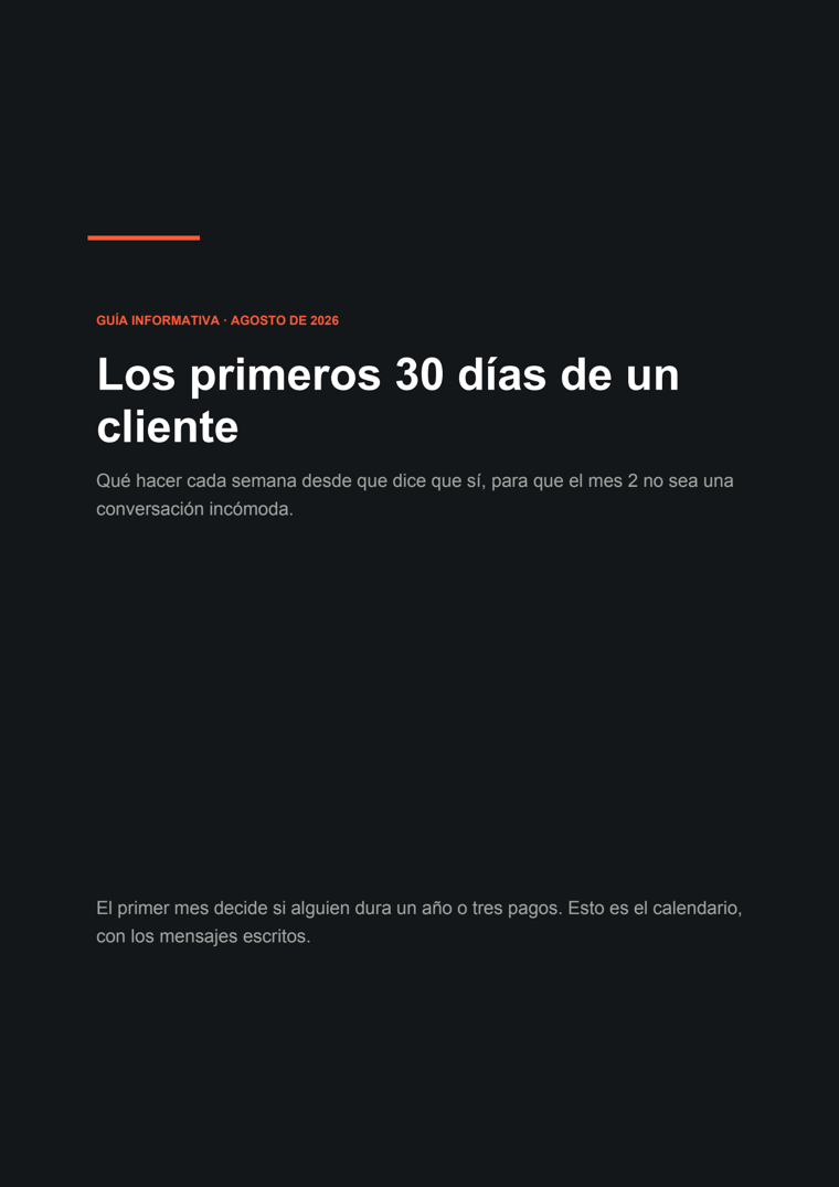 Portada de la guía: Los primeros 30 días de un cliente