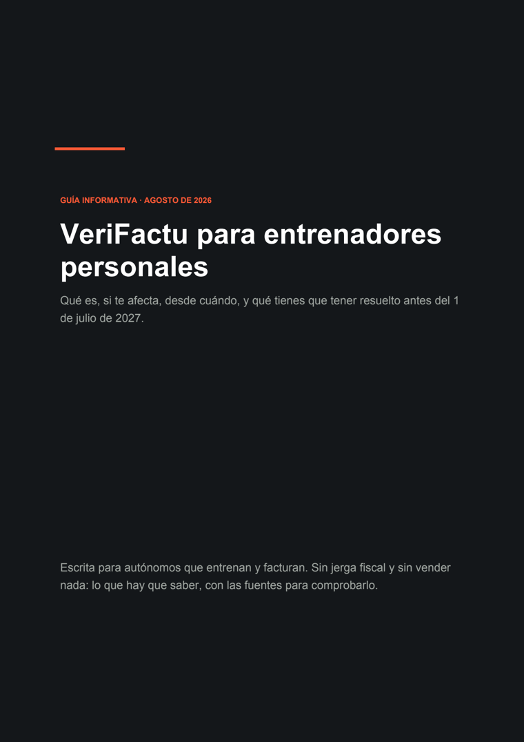 Portada de la guía: VeriFactu para entrenadores personales